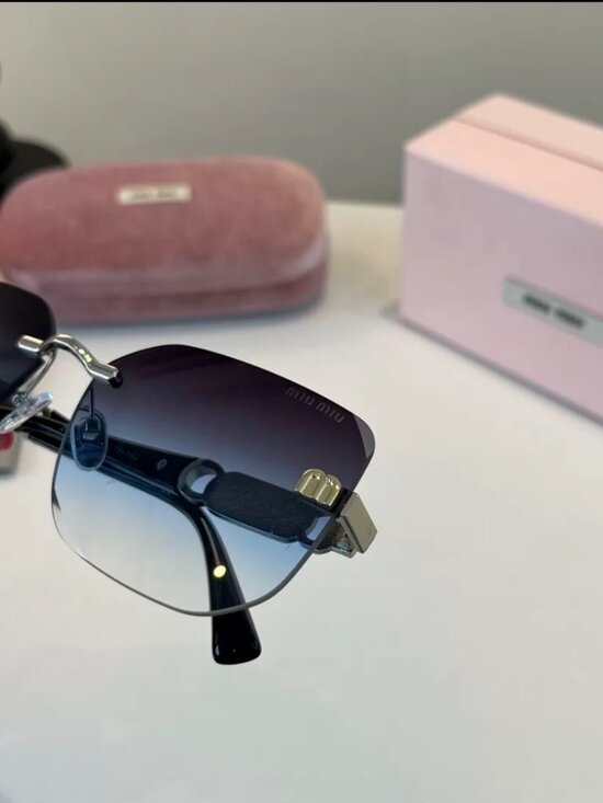 Miu Miu Rimless Gradient Blue Square Sunglasses Designer Shades main image 6